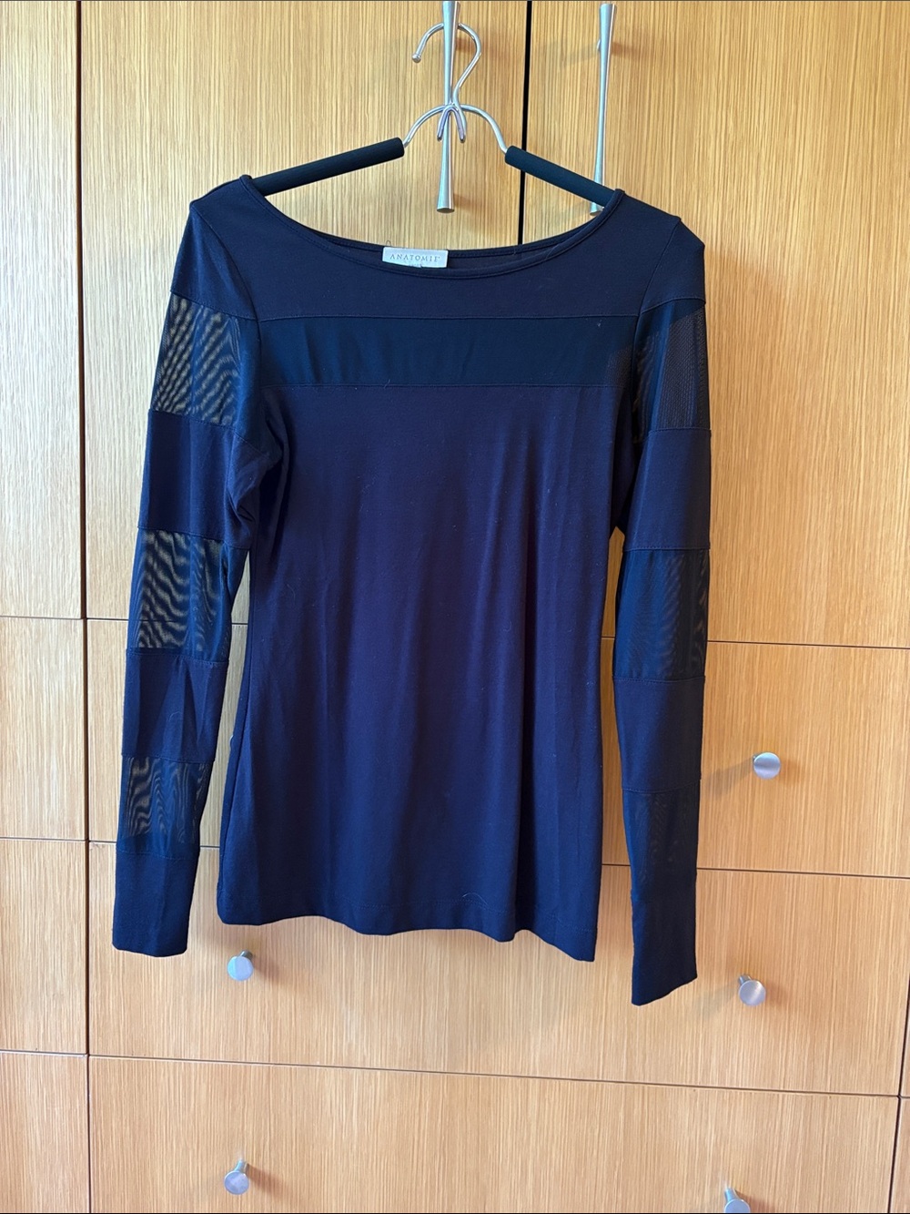 Anatomie Black Long Sleeve Mesh Panel Tee